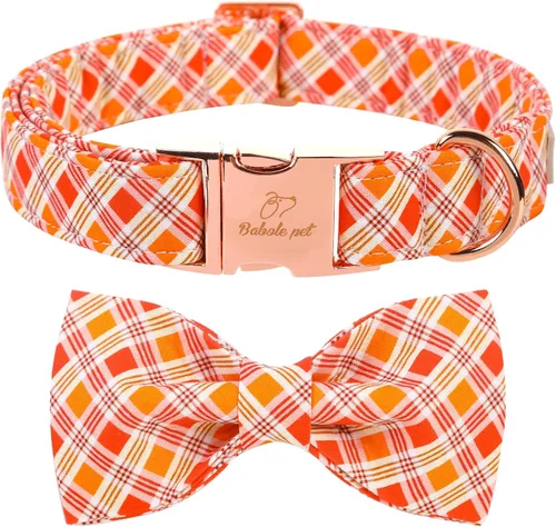 Vista 8 de Collar de Navidad para Perro con Pajarita - Lindo Collar de Cachorro Azul con Patrón Navideño de Cereza y Caramelo, Hebilla de Metal Ajustable