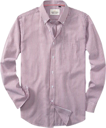 Vista 17 de Camisas Oxford de manga larga para hombre, ajustadas, ligeras, casuales, con botones y bolsillo