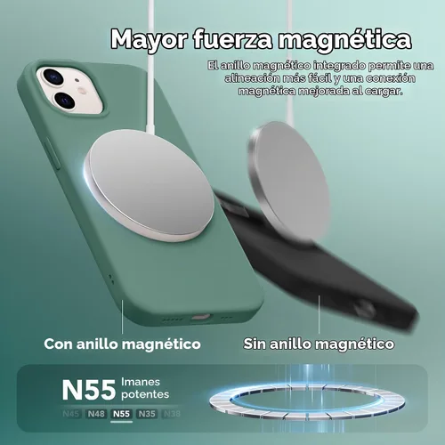 Vista 3 de GONEZ Funda de silicona magnética para iPhone 12 y iPhone 12 Pro, compatible con MagSafe, 1 protector de cámara + protector de pantalla; forro
