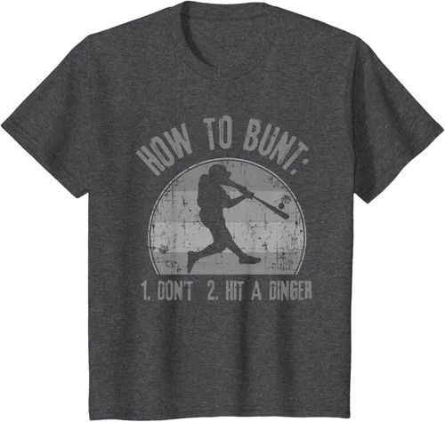 Vista 38 de Cómo Bunt Don't Hit A Dinger - Camiseta divertida de béisbol y sóftbol, Negro, S