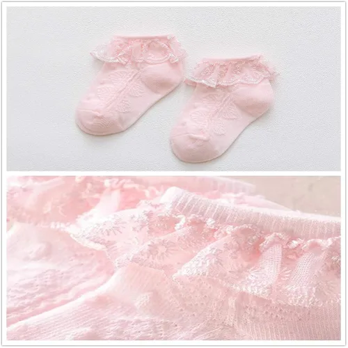 Vista 3 de Juebm Infant Baby Girls Ruffle Socks Toddler Dress socks,Pack of 356 Baby Frilly Lace Ankle Socks