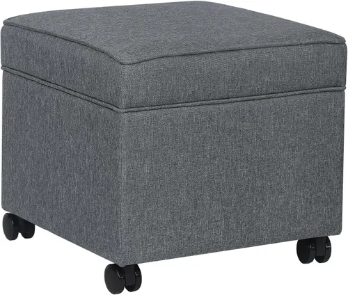 Vista 16 de Adeco Otomán Cubo de Piel Sintética Blanca de 18 Pulgadas de Alto con Almacenamiento, Taburetes Reposapiés de Silla de Terciopelo en Relieve 3D