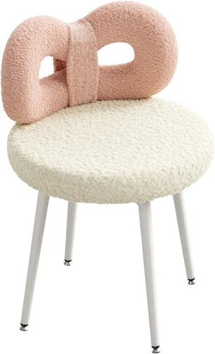 Vista 14 de ROOMTEC Silla de tocador con respaldo, silla giratoria para maquillaje con patas tapizadas y de metal dorado para dormitorio y sala de estar