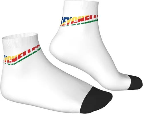 Vista 3 de GDJF Seychelles Flag Seychellese Text Word Art Ankle Socks Winter Low Cut Sports Warm Breathable Comfort Casual Socks For Mens And Womens - 1