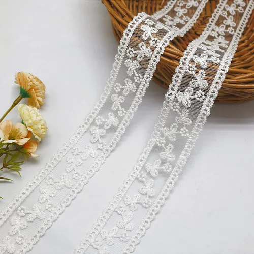 Vista 6 de FQTANJU Cinta de encaje de 10 yardas, cordón de costura con bordado de hilo dorado para costura, fabricación de ropa de manualidades, envoltura