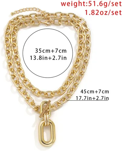 Vista 6 de Collares en capas de cadena gruesa, gargantilla de palanca, collar punk para mujeres y niñas