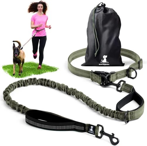 Vista 31 de SparklyPets Correa doble elástica para perro con 2 correas para perros con soporte trasero - Correa doble para perros para razas medianas y medianas