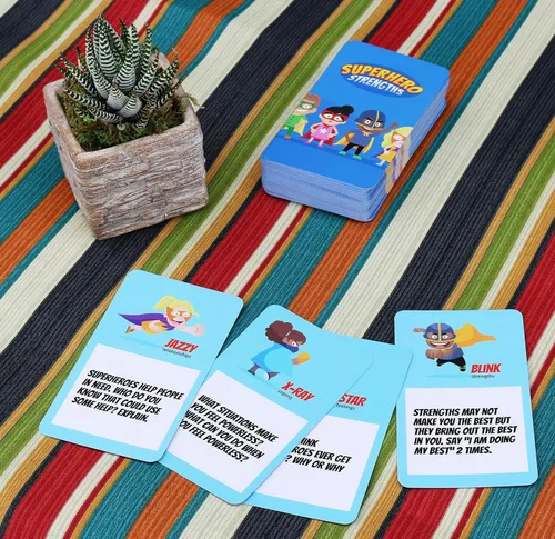 Vista 4 de PlayTherapySupply Superhero Strengths: Building Resilience, Coping Skills and Emotion Awareness Card Game