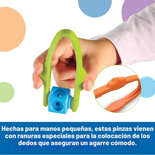 Vista 2 de Learning Resources Pinzas de fácil agarre, 12 piezas, a partir de 2 años, actividades de aprendizaje preescolar, suministros para profesores
