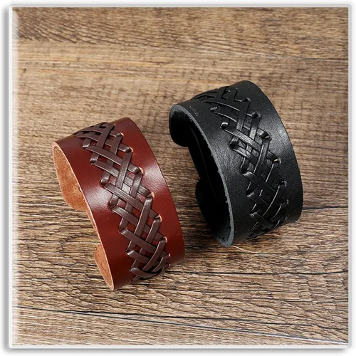 Vista 5 de Xusamss Pulsera de cuero trenzado vintage punk rock