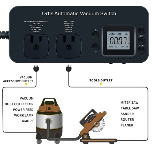 Vista 3 de Interruptor automático para aspiradoras para herramientas eléctricas, Ortis Control de Polvo Autoswitch Retrasa la Conexión/Desconexión