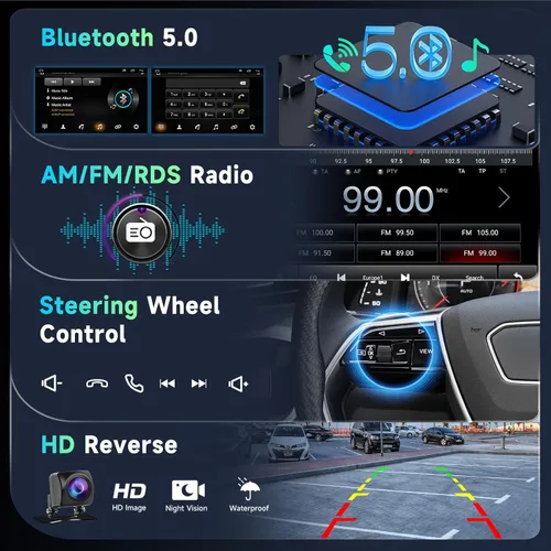 Vista 5 de Podofo 8 Core 8G+128G Android Radio de coche estéreo para Honda Accord 7th 2003-2007 con Carplay inalámbrico Android Auto, pantalla táctil QLED