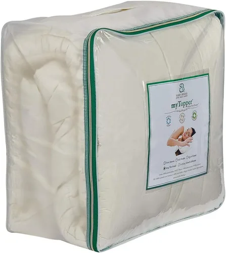Vista 4 de Sleep & Beyond My Topper - Cubrecolchón de lana, funda de percal de algodón cómodo para todo el año, respetuoso con la naturaleza, lavable