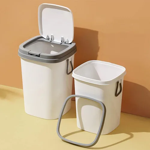 Vista 9 de Cabilock Cubo de basura pequeño ampliamente utilizado en cocina, baño, oficina, plástico fácil de usar