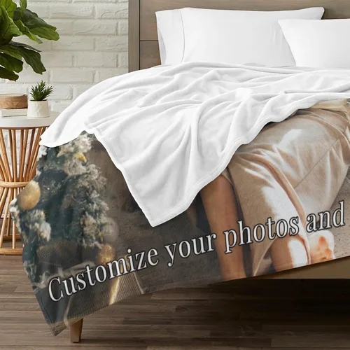 Vista 3 de Envía al Día Siguiente, Manta Personalizada con Texto en Imagen, Manta Personalizada de Collage de Fotos, Manta de Franela Personalizada, Regalos