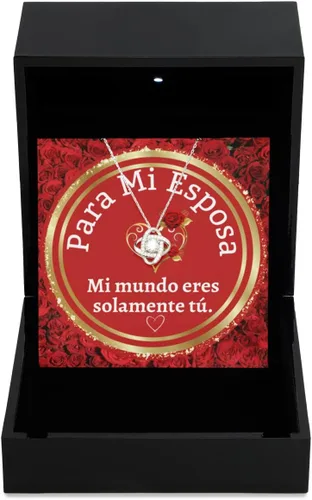 Vista 9 de Regalo para mi esposa "Mi mundo eres tu" cadena para esposa, collar para mi mujer
