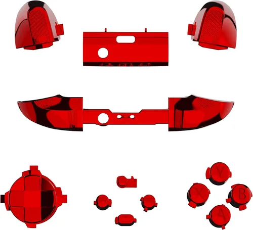 Vista 3 de eXtremeRate Replacement Buttons for Xbox Core Wireless Controller, Chrome Red Glossy Custom LB RB LT RT Bumpers Trigers Dpad ABXY Start Back Sync