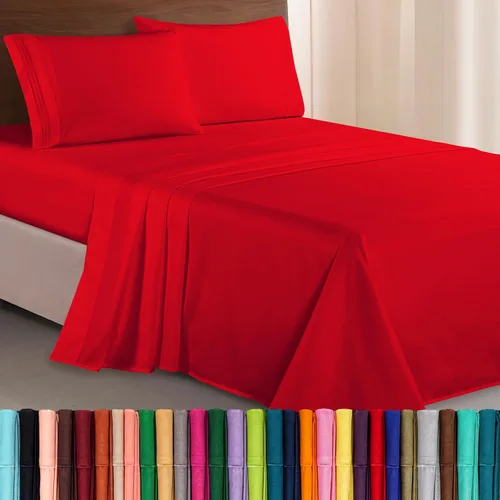Vista 39 de Elegant Comfort Lujoso juego de sábanas de microfibra de alta calidad 1500 hoteleras bordadas de tres líneas más suaves de 4 piezas, resistente a