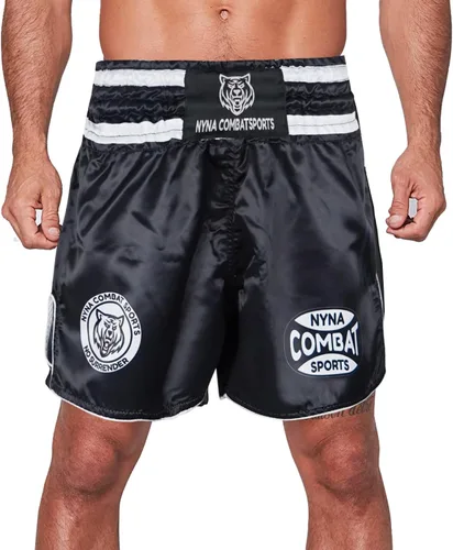 Vista 5 de Nyna Combat Muay Thai Shorts MMA Pantalones cortos para entrenamiento de lucha para artes marciales para hombres y mujeres