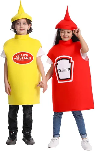 Vista 8 de DSplay Disfraz de salsa de tomate de mostaza para niños, fiesta de Halloween
