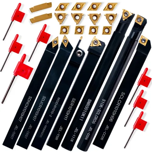 Vista 10 de Soporte de torneado para torneado, soporte de roscado 21 unids - Herramientas de corte de torno de metal, 7 unids 1/2 "Herramientas de roscado Juego