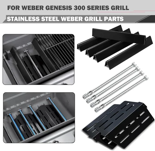 Vista 2 de Genesis E-330 Replacement Parts 4 Burners 7621 Flavorizer Bars 65505 Heat Deflector 62752 7620 Parts for Weber Genesis E-310 S-330 EP-330 Grill Part