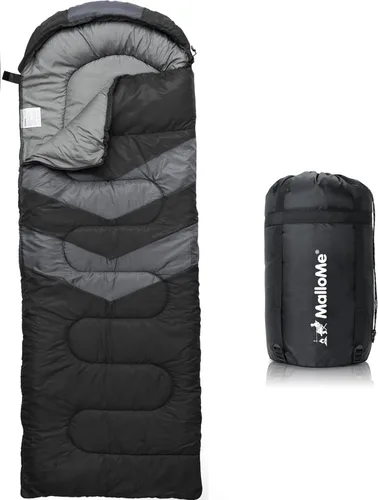 Vista 28 de MalloMe Sacos de dormir para adultos en clima frío y cálido – Saco de dormir para niños, niñas, niños – Accesorios ligeros esenciales de camping