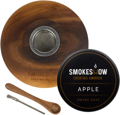 Vista 12 de Ahumador de Cóctel de Madera de Nogal Premium con Seis Latas de 4 oz de Astillas de Madera. Excelente para Whiskey y Old Fashioned. Recubierto