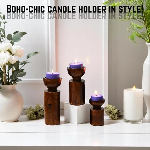 Vista 4 de Portavelas grandes para velas de pilar, estilo rústico de granja, decoración del hogar, perfecto para centros de mesa, mesa de café o chimenea