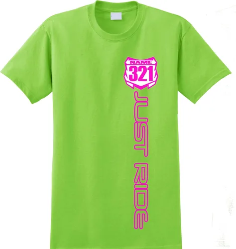Vista 5 de JUST RIDE Motocross Número Placa Camisa MX Moto Personalizada Kawi Verde Lima KX
