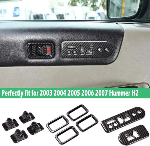 Vista 6 de PIUGILH Kit de Acabado de Decoración Interior de 24 Piezas Juego Completo para Hummer H2 2003-2007, Pegatina del Panel de Navegación del Tablero