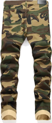 Vista 2 de RXXKKK Jeans Flex de ajuste regular de color de contraste para hombre