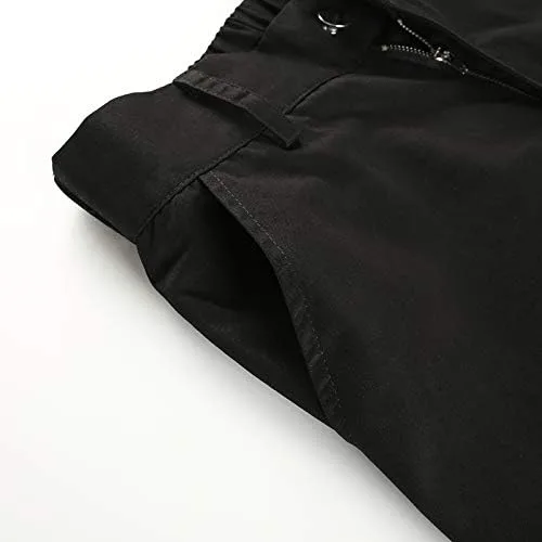 Vista 5 de JEAAMKSSER Pantalones cargo negros de cintura alta para mujer con bolsillos, holgados, color liso, Y2K Streetwear