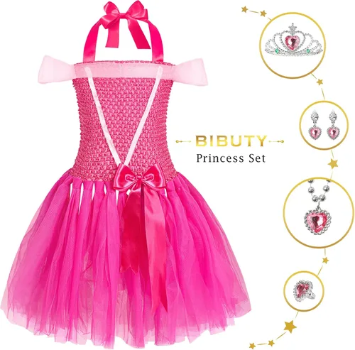 Vista 5 de BIBUTY Princess Dresses for Girls Dress up Clothes Trunk Pretend Play Costumes with 4 Girls Princess Sets for 3-6yr Girls