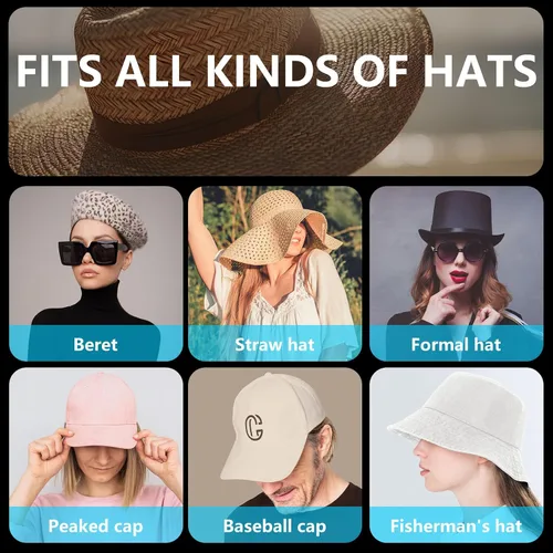 Vista 5 de Inserto reductor de tamaño de sombrero, espuma autoadhesiva ajustada para sombrero, reductor de tamaño de gorro, cinta ajustadora de ajuste de Negro
