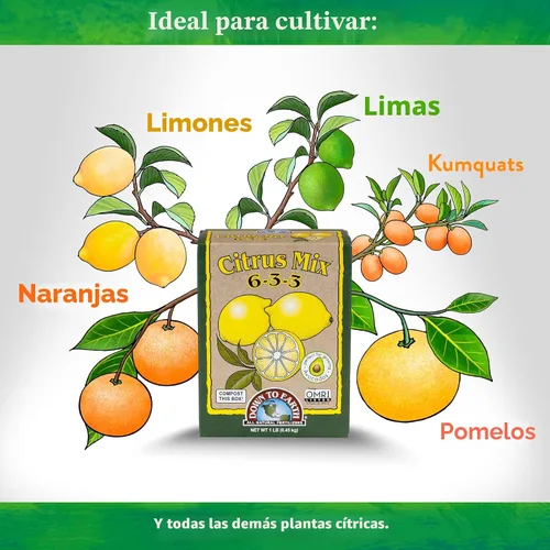 Vista 3 de Down To Earth All Natural Fertilizers Mezcla orgánica de cítricos - Alimento vegetal para limones, limas, naranjas y aguacates 6-3-3, 1 lb