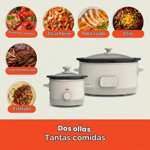 Vista 6 de BELLA Olla de cocción lenta de 1.5 cuartos de galón + olla de cocción lenta programable de 6 cuartos de galón, revestimiento antiadherente