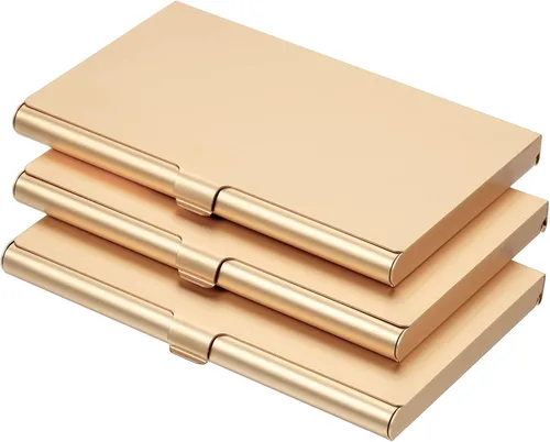 Vista 8 de PATIKIL Portatarjetas de visita, 3 piezas de aleación de aluminio, funda delgada para tarjetas de nombre para mujeres y hombres, color negro