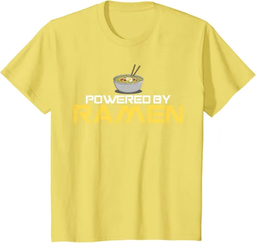 Vista 80 de Camiseta de fideos de anime japoneses Powered By Ramen, Negro, S
