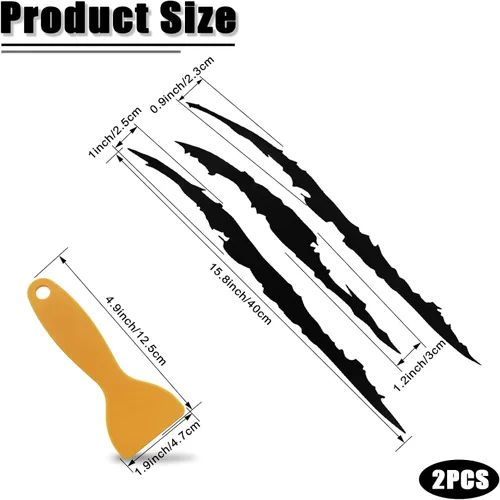 Vista 2 de Claw Marks - Adhesivo universal para faros delanteros y parachoques, gráficos de arañazos de monstruos, impermeable
