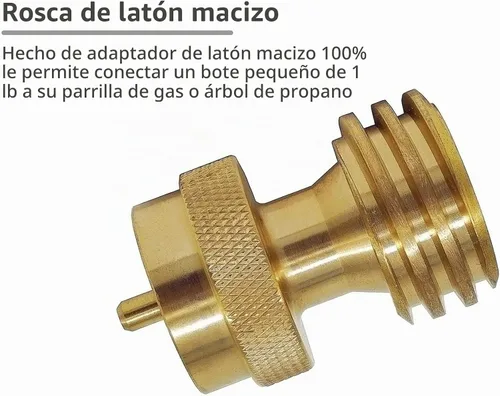 Vista 3 de Steak Saver Adaptador de tanque de propano de 1 lb a 20 lb para parrilla con cilindro de 1 lb 1"-20 Female Throwaway Cylinder adapter fits QCC1