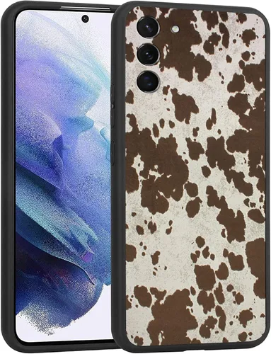 Vista 8 de Funda compatible con Samsung Galaxy S22, funda protectora de TPU suave a prueba de golpes de piel de vaca occidental turquesa y marrón con estampado