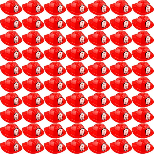 Vista 8 de 24/40/ 70 Pcs Fireman Hats Bulk Red Plastic Firefighter Helmets for Birthday Halloween Fireman Cosplay