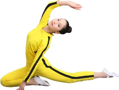 Vista 4 de ALFEEL Disfraz de una pieza para adultos y niños uniforme amarillo de kungfu disfraz de Halloween