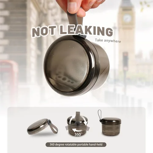 Vista 7 de Uouovo Taza de baño de dentadura grande sin fugas, estuche de retención de dentadura limpiadora, cuidado de limpieza completo para dentaduras Gris