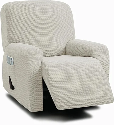 Vista 18 de ULTICOR Fundas jacquard para sofá reclinable de 8 piezas, fundas elásticas para sofá reclinable de 3 cojines, gruesas, suaves y lavables (estilo 3)