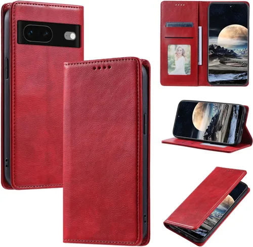 Vista 62 de Funda de cuero compatible con Google Pixel 7, compatible con Google Pixel 7 5G GVU6C GQML3 Flip Folio PU Funda de cuero negro