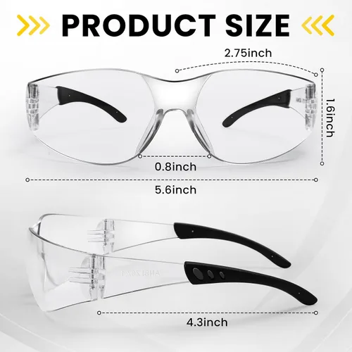 Vista 2 de Paquete de 100 lentes de seguridad transparentes, ANSI Z87.1, resistentes a los arañazos, a granel, para hombres y mujeres, lentes transparentes