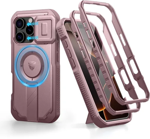 Vista 68 de Dexnor - Funda para iPhone 12 & iPhone 12 Pro con tapa deslizante para cámara, soporte ajustable y protector de pantalla integrado, carcasa