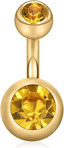 Vista 21 de Ruifan 14G 0.236 in 1/4 pulgadas 316L Acero quirúrgico cristal ferido CZ corto ombligo aretes de ombligo anillos de botón 4-6 piezas